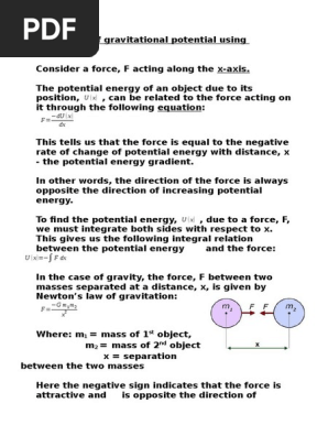 Derivation Of Gravitational Potential Energy Using Calculus2 Potential Energy Force