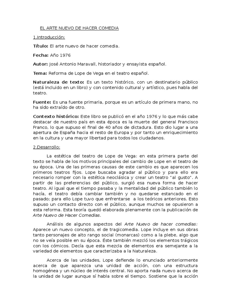 El Arte Nuevo de Hacer Comedia | PDF | Comedia | Teatro