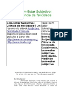 Bem-Estar Subjetivo Ciência da felicidade