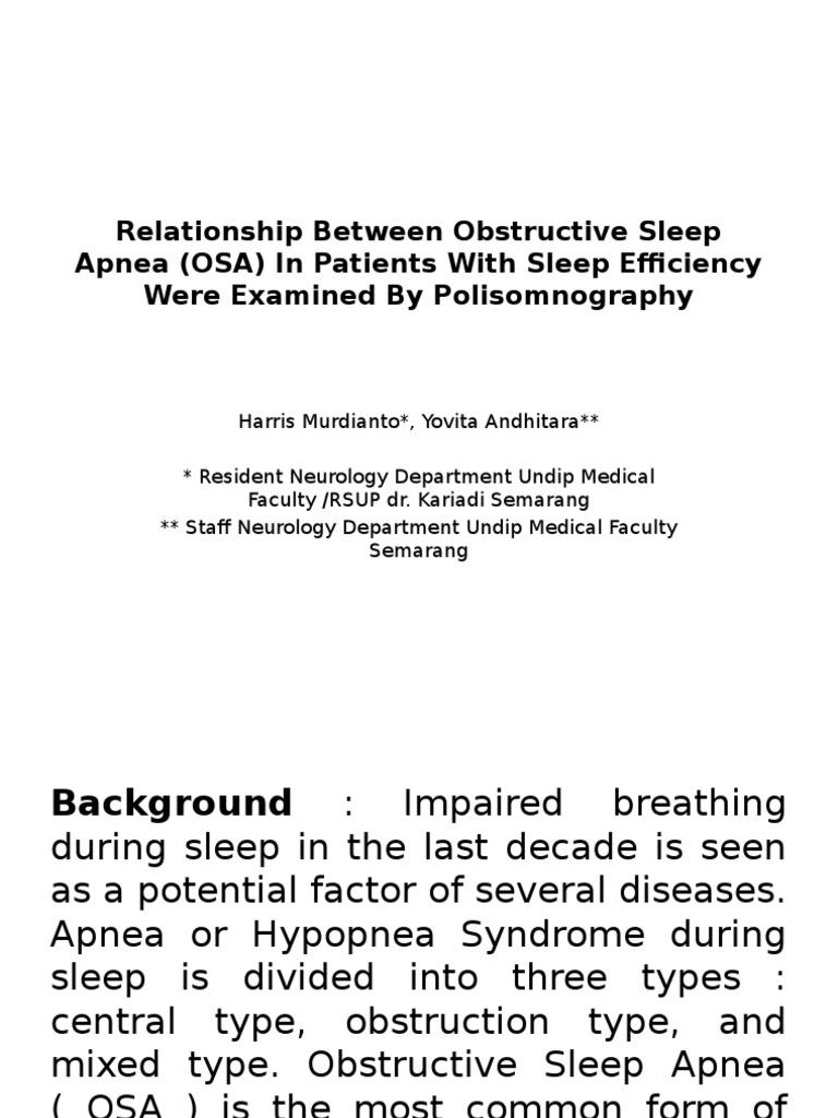 OSA and Sleep Efficiency Study Results | PDF | Self-Improvement | Wellness