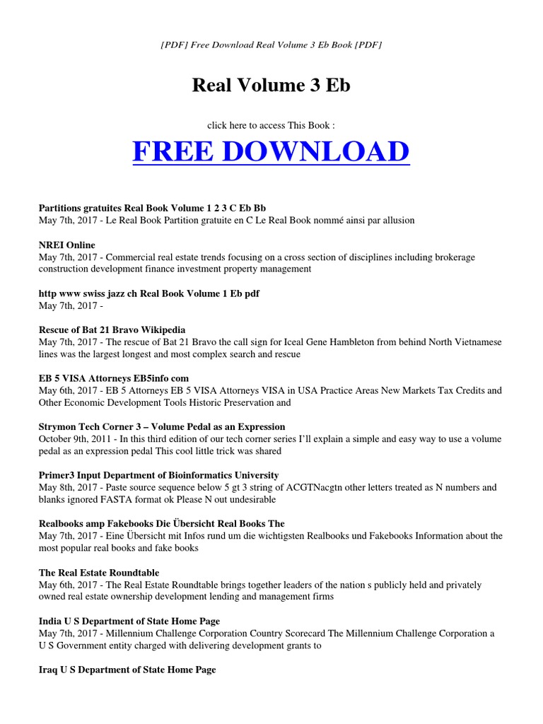 Partitions gratuites. Real Book - Volume 1, 2, 3(C, Eb, Bb)
