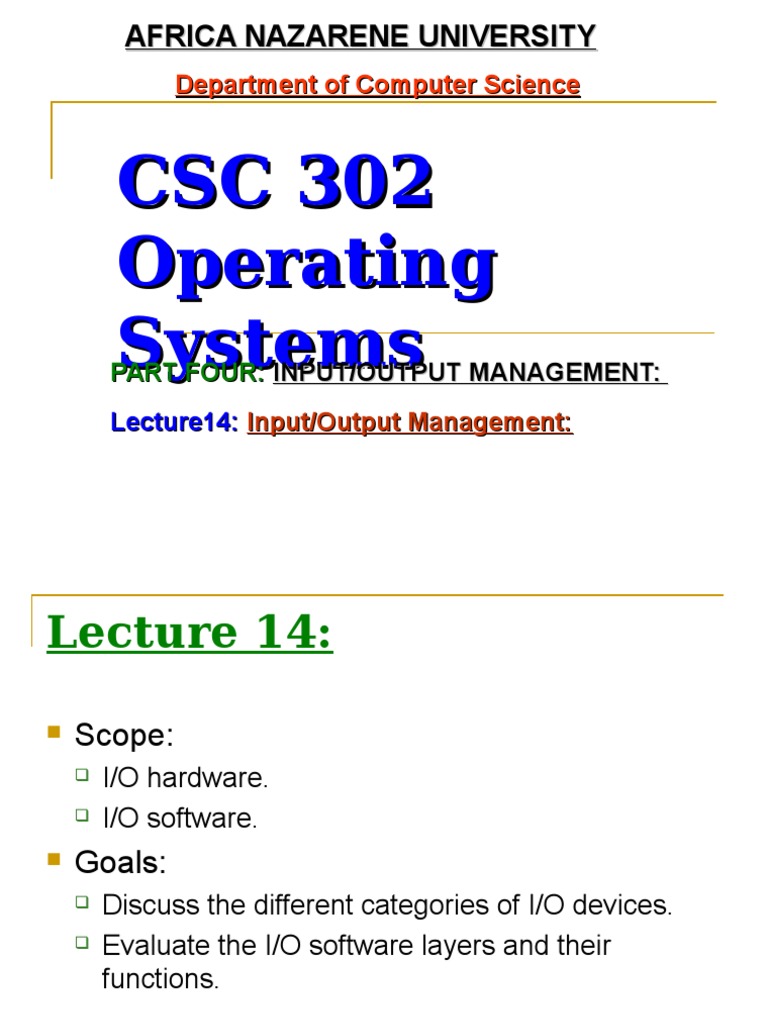 Lecture14 Input Output Management | PDF | Input/Output | Operating System
