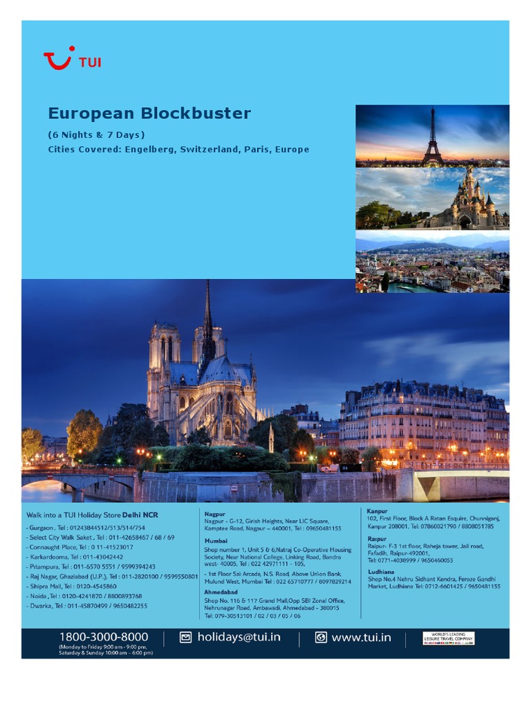 European Blockbuster: (6 Nights & 7 Days) Cities Covered: Engelberg ...