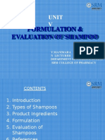 Formulation & Evaluation of Shampoo: Unit V