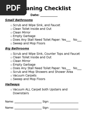 Cleaning Checklist
