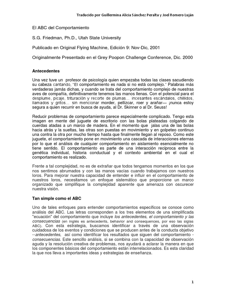 ABCs of Behavior Spanish Translation