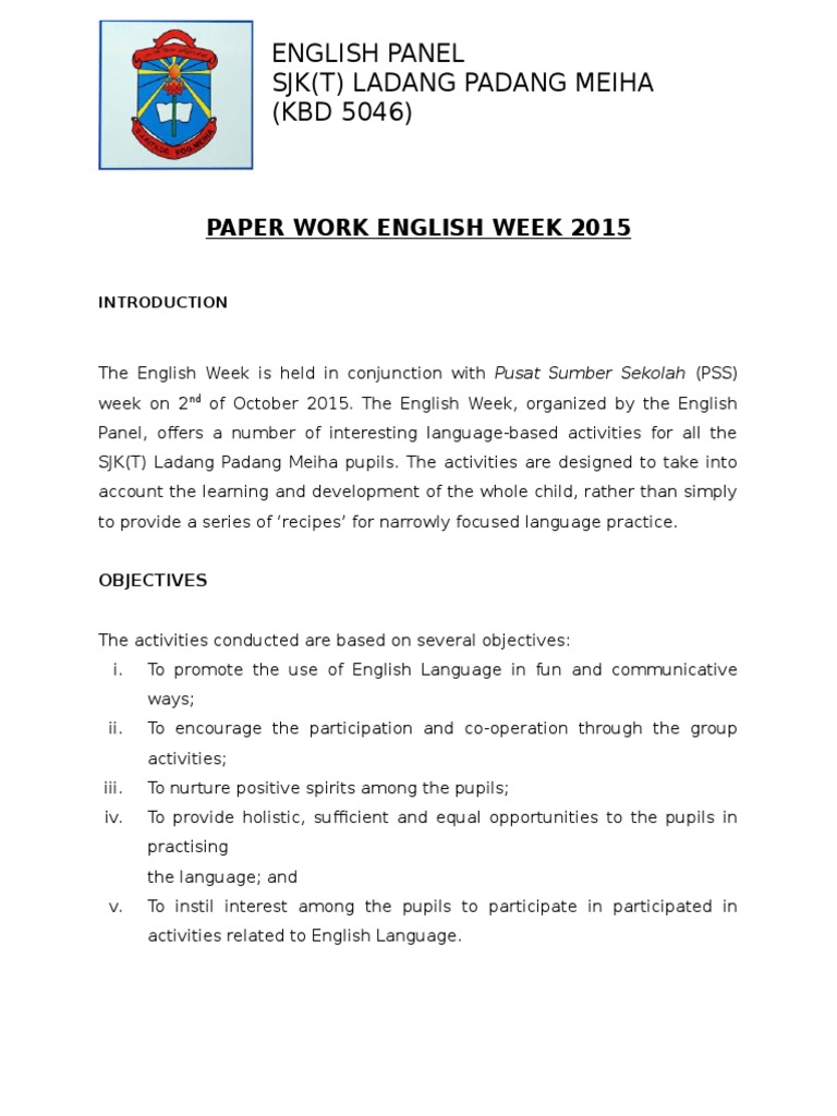 English Week Activities 2015 Overview | PDF | Semiotics | Linguistics