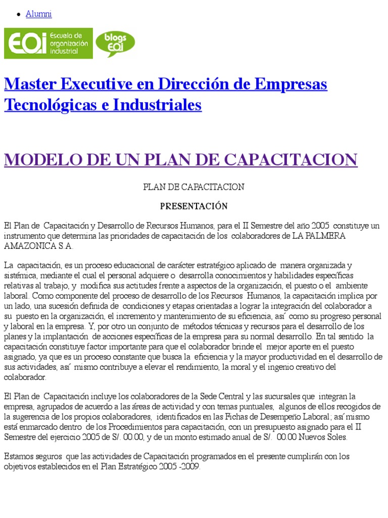 Modelo de Plan de Capacitación 2023 | PDF | Recursos humanos | Derecho ...