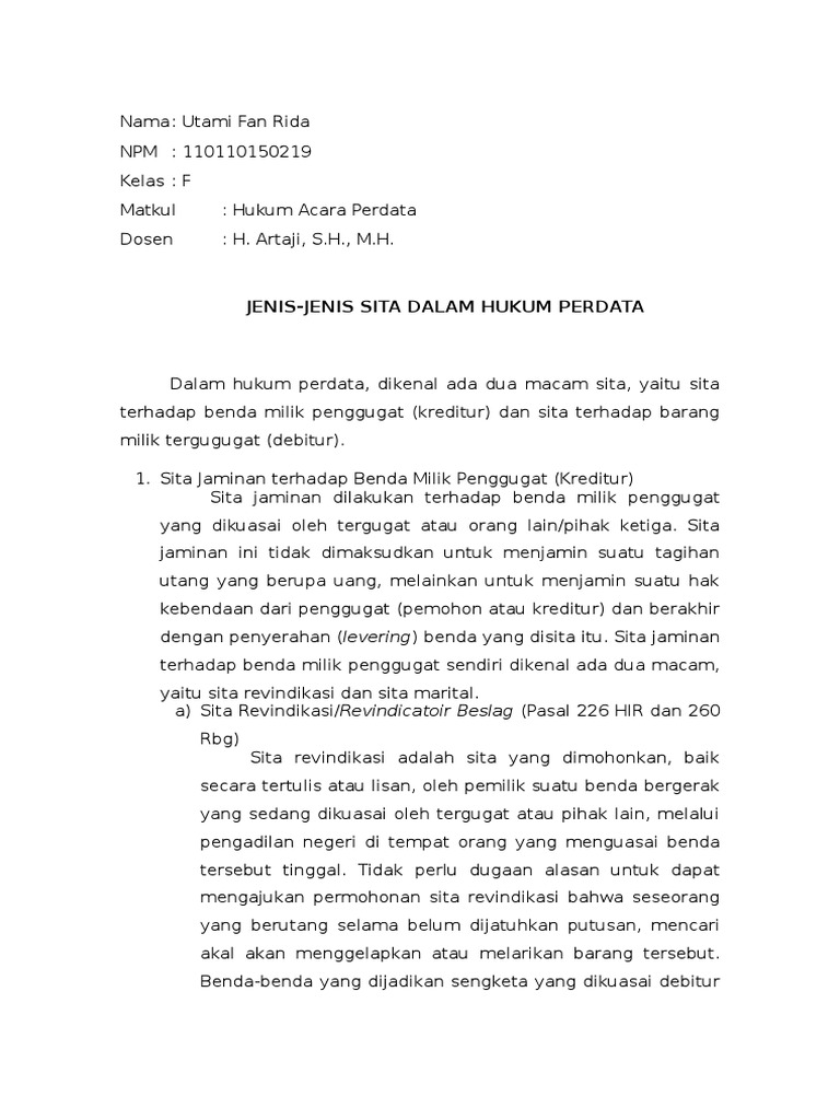 Contoh Surat Gugatan Sita Marital Letters For You