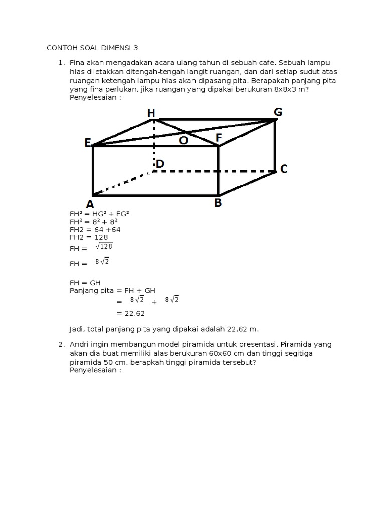 Contoh Soal Dimensi 3
