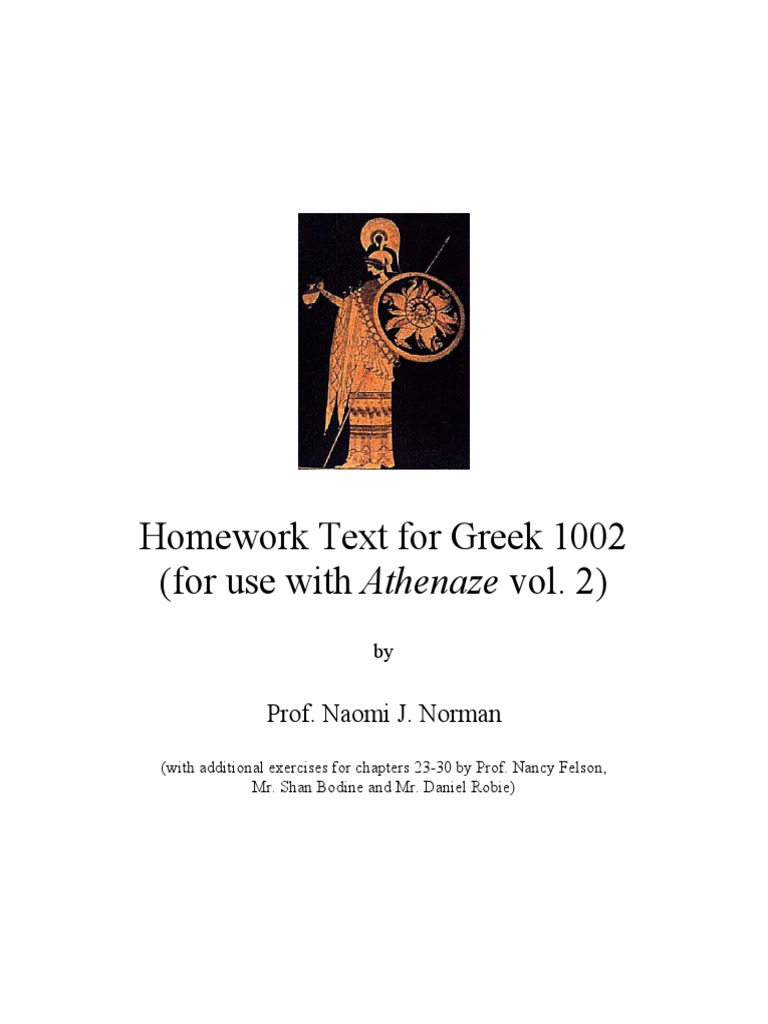 Greek 1002 Homework Guide | PDF | Grammatical Tense | Semantics