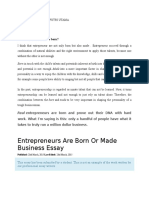 Entrepreneurs Are Born or Made Business Essay
