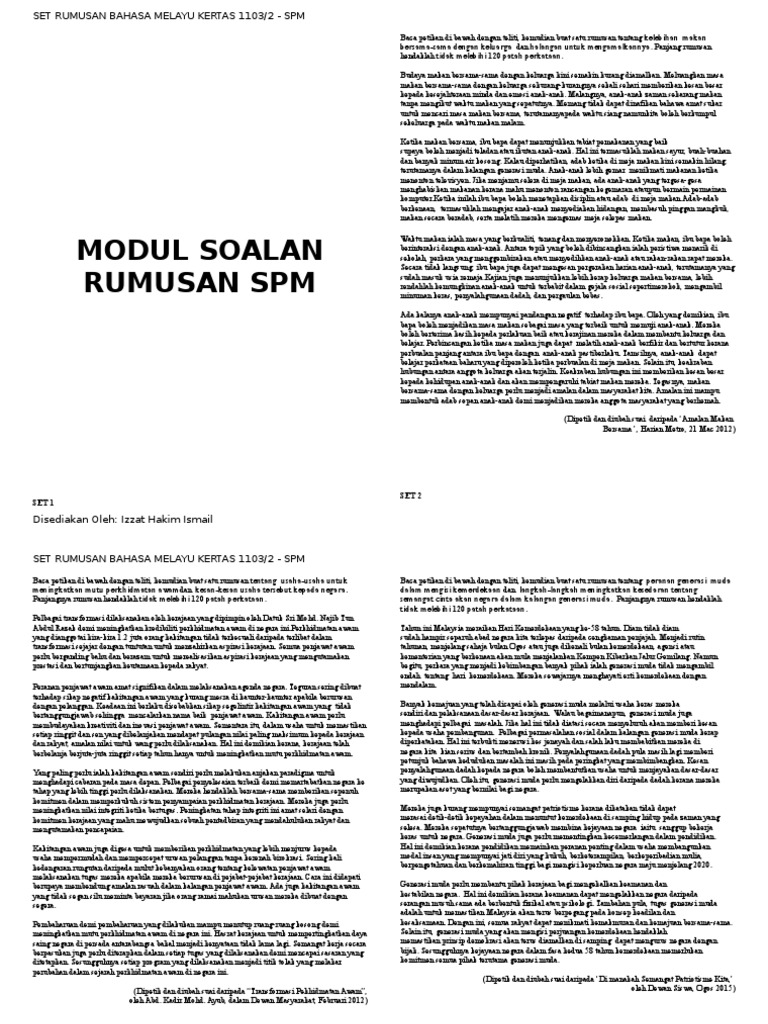 Modul Soalan Rumusan Spm Pdf