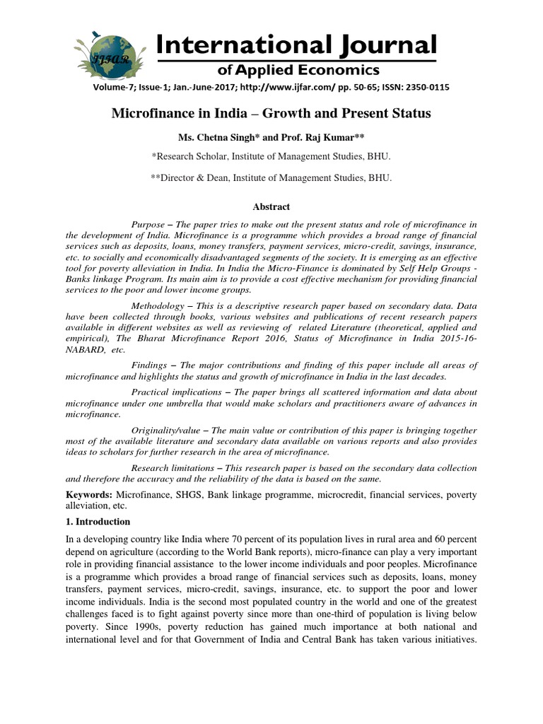 Research report on microfinance