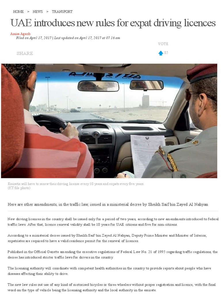 New Expat Driving License Rules in UAE | PDF | Driver's License | Driving