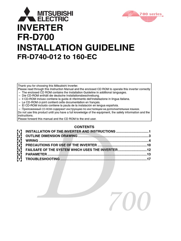 FR-D700 Installation Guideline Inverter