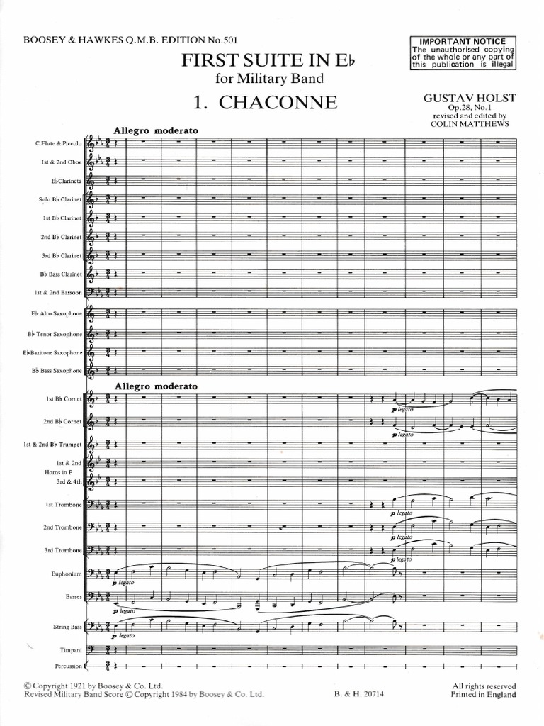 First Suite in Eb - Score (Large File) PDF | PDF | Tenor Saxophone ...