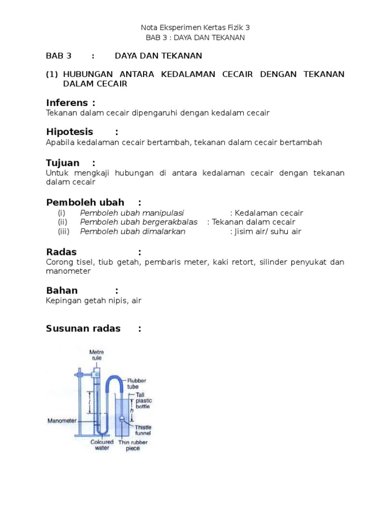 Bab 3 Mengukur Tekanan Kedalaman Cecair Pdf