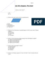 2d and 3d Shapes - Pretest