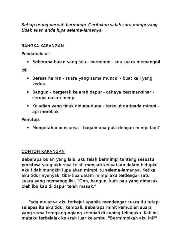 Contoh Karangan Fiksyen 