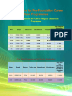 Fee Structure For Pre-Foundation Career Care Programmes: Academic Session 2017-2018 - Regular Classroom Programme