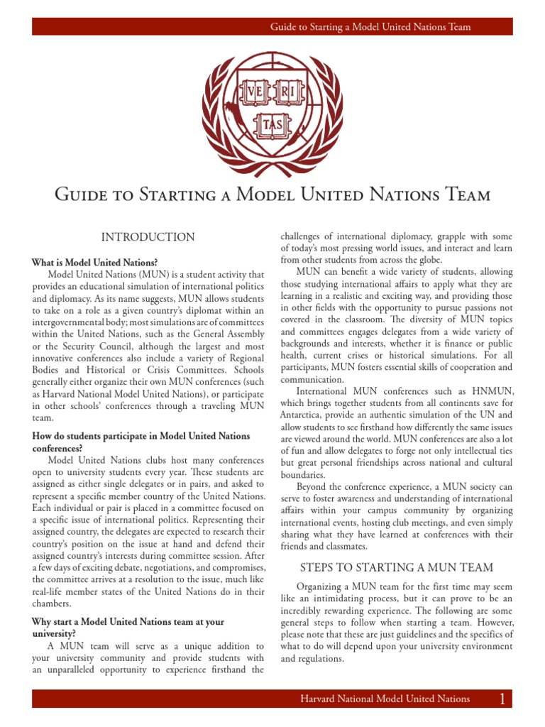 Starting a Model UN Team Guide | PDF | United Nations | International ...
