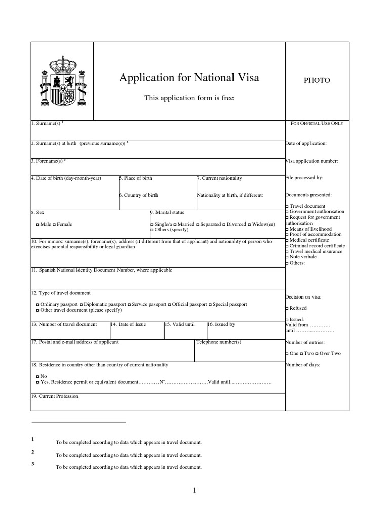Solicitud de visado nacional Inglés.pdf PDF Travel Visa Passport