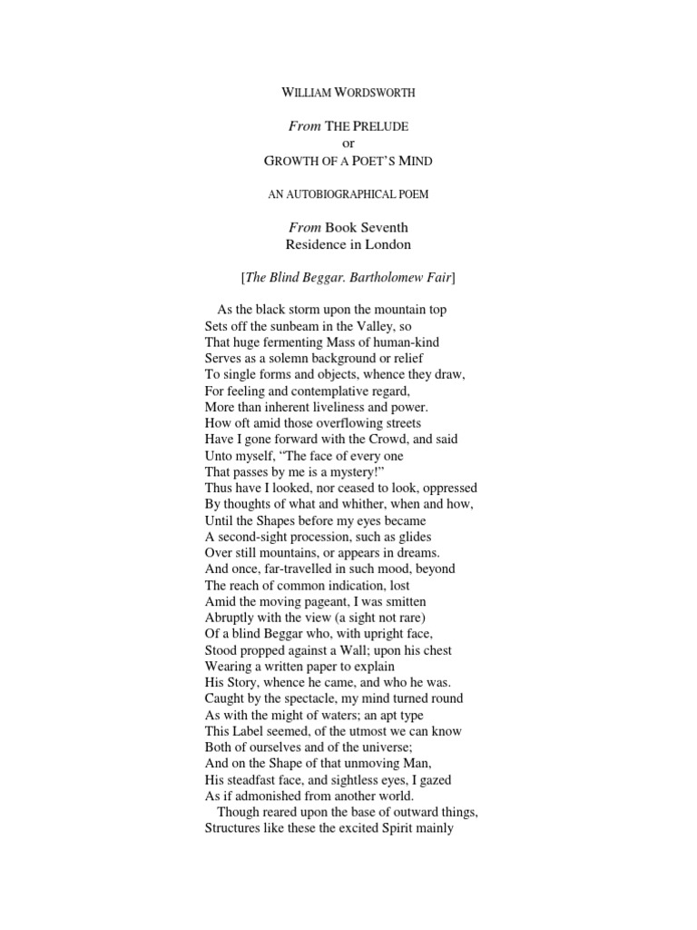 Wordsworth From the Prelude | Poetry | Fiction &amp; Literature