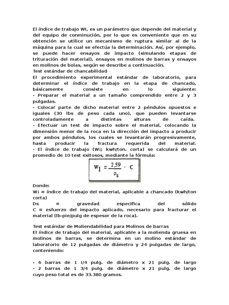 El Indice De Trabajo Wi Laboratorios Movimiento Fisica