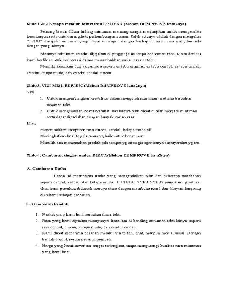 Inovasi Es Tebu dengan Varian Rasa | PDF