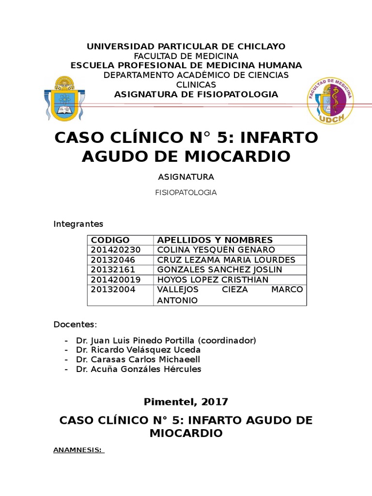 Caso Clínico: Infarto Agudo de Miocardio | PDF | Infarto de miocardio ...