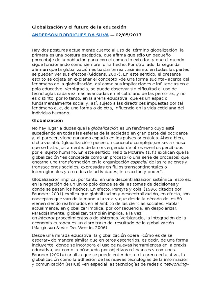 Globalización y El Futuro de La Educación | PDF | Globalización ...