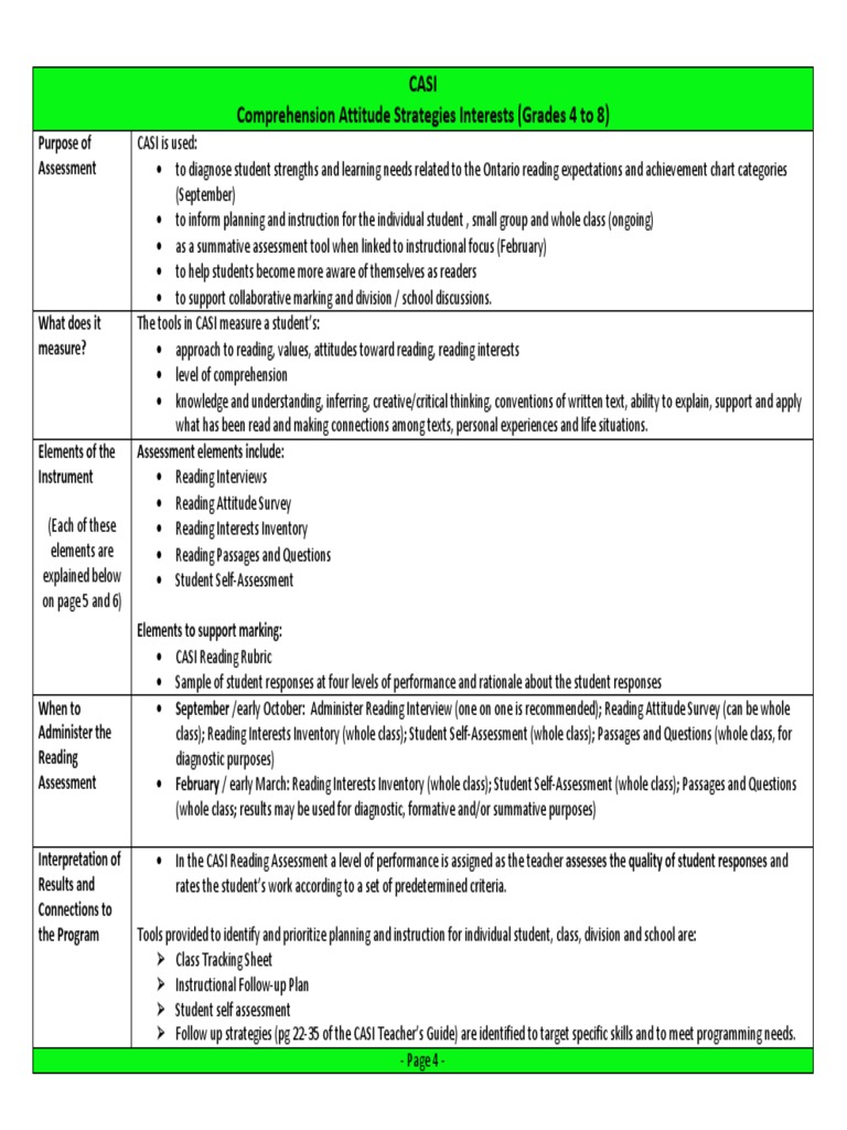 CASI Overview PDF | Download Free PDF | Reading Comprehension ...