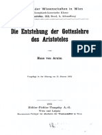 Arnim, Die Entstehung der Gotteslehre des Aristoteles (1931)