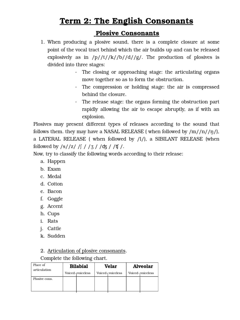 Understanding English Consonants | PDF | Consonant | Phonology
