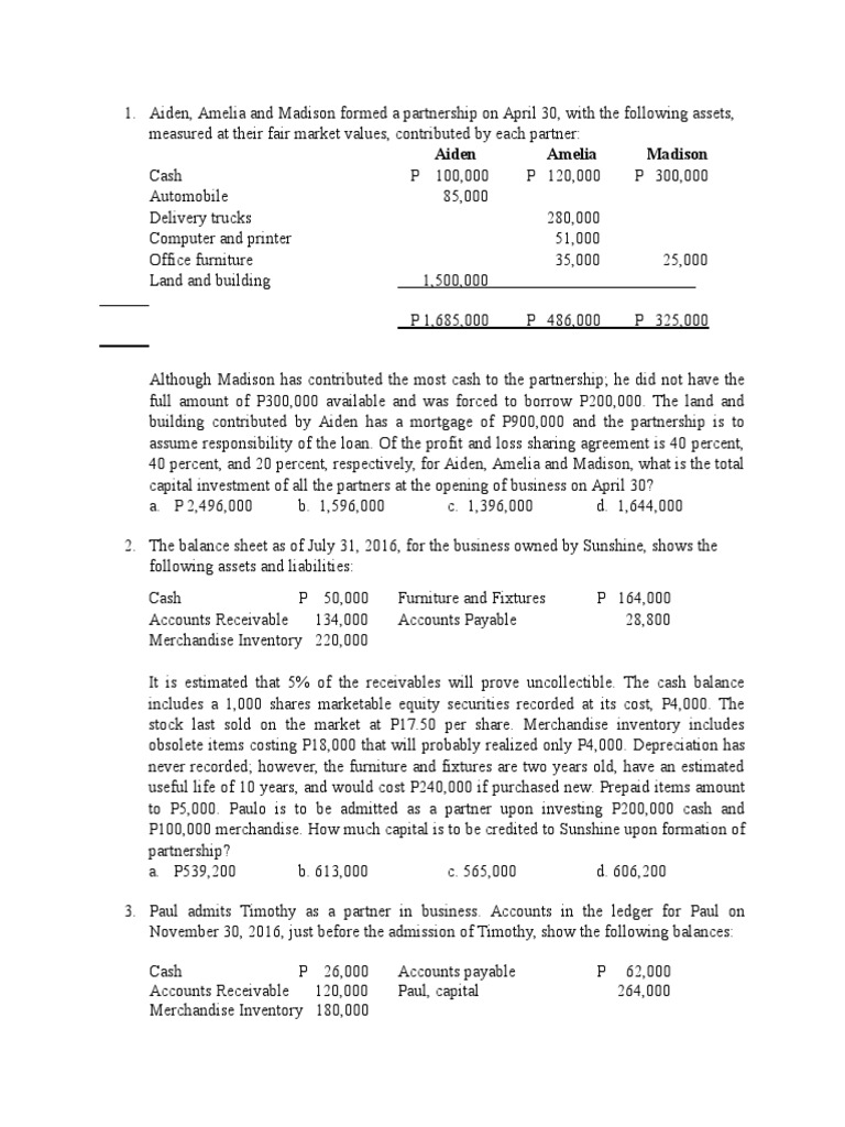 Partnership Balance Sheet Partnership Free 30day Trial Scribd