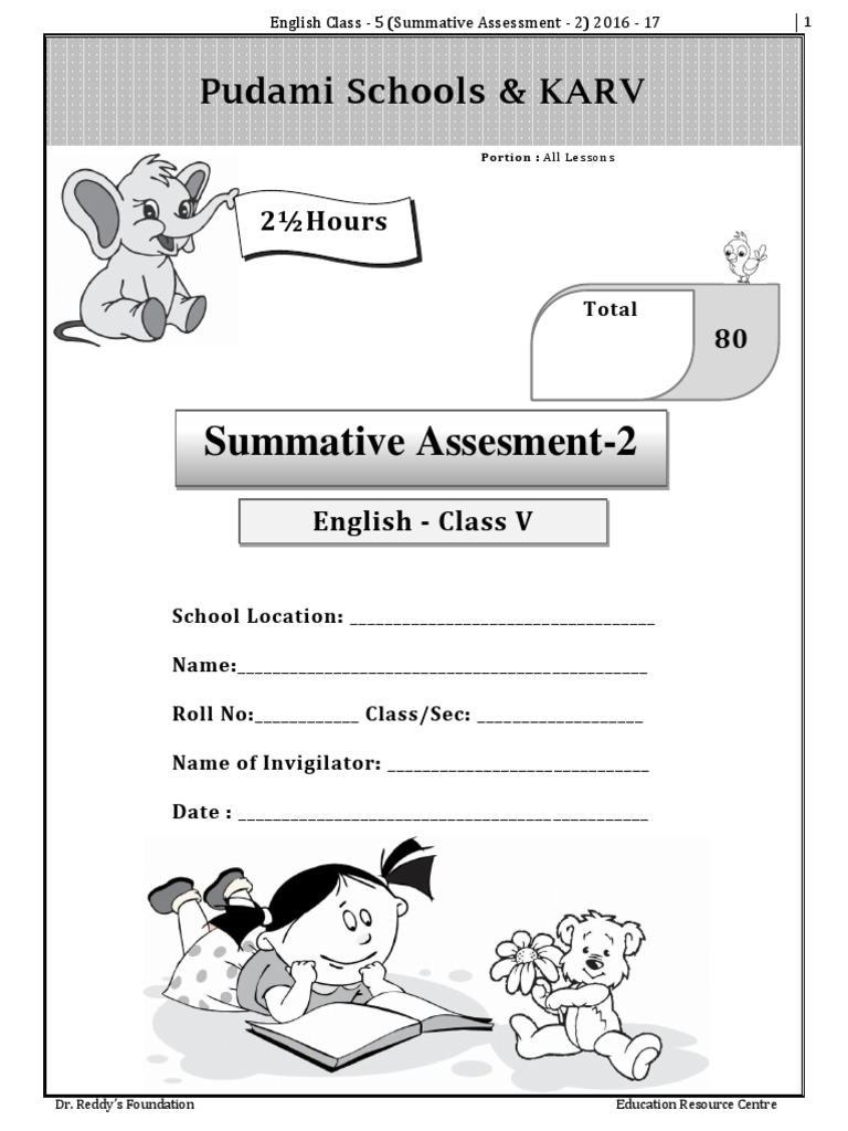 Class 5 English Summative Assessment 2 | PDF | Grammatical Gender ...