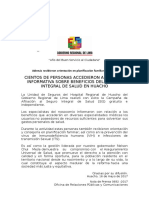 N 0692 Exitosa Campaña Informativa de Afiliación SIS en Huacho