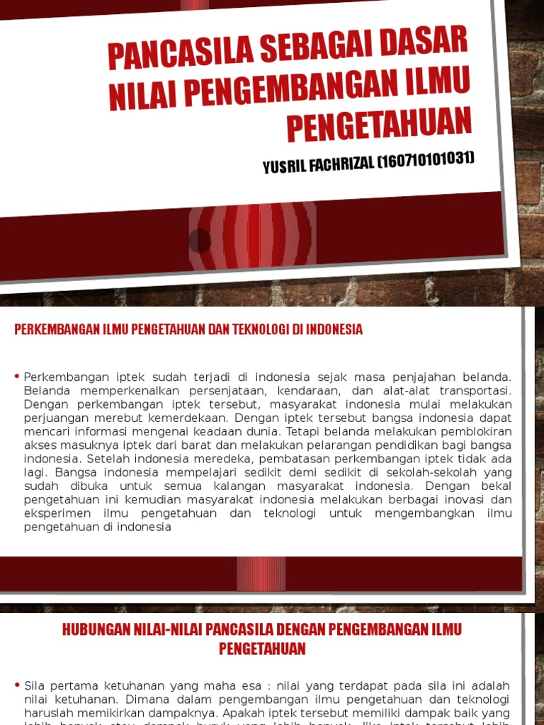 Pancasila Sebagai Dasar Nilai Pengembangan Ilmu Pengetahuan | PDF
