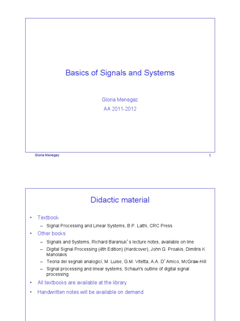 Signals and Systems Basic | PDF | Digital Signal Processing | Signal ...