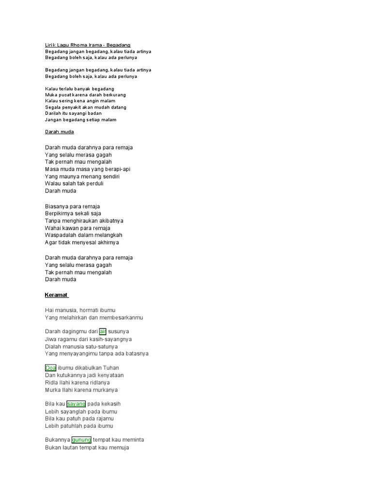 Lirik Lagu Rhoma Irama Pdf