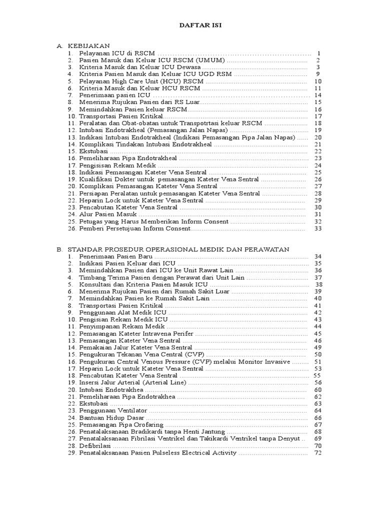 Panduan ICU dan HCU di RSCM | PDF