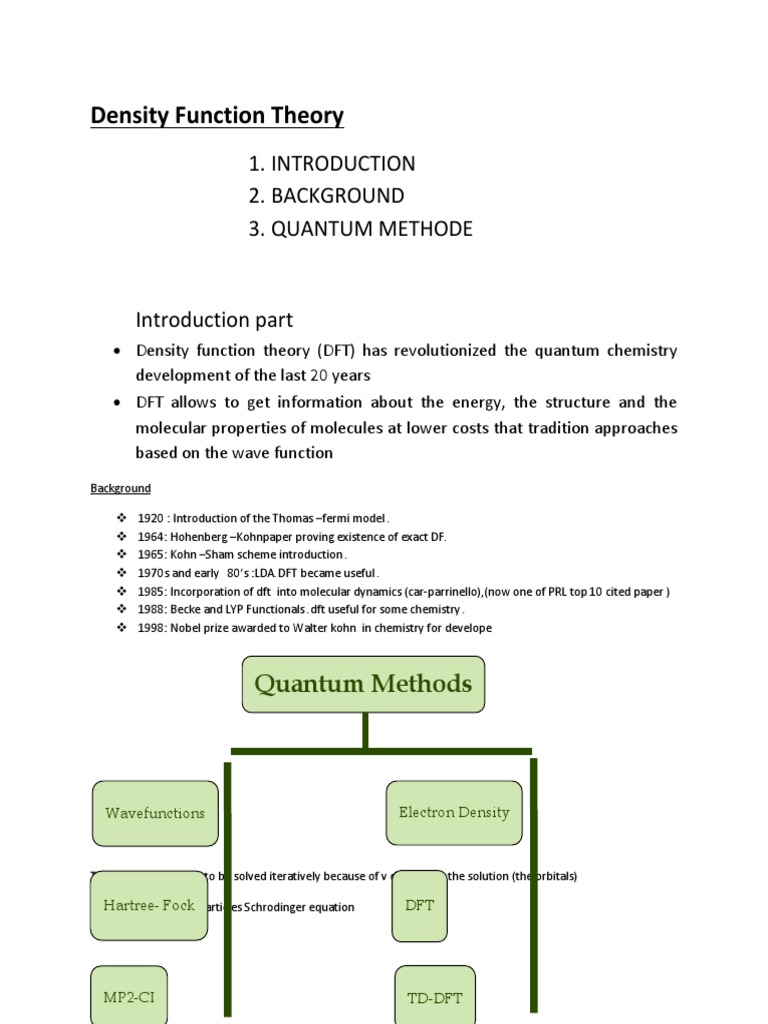 Introduction to Density Functional Theory | PDF | Density Functional ...