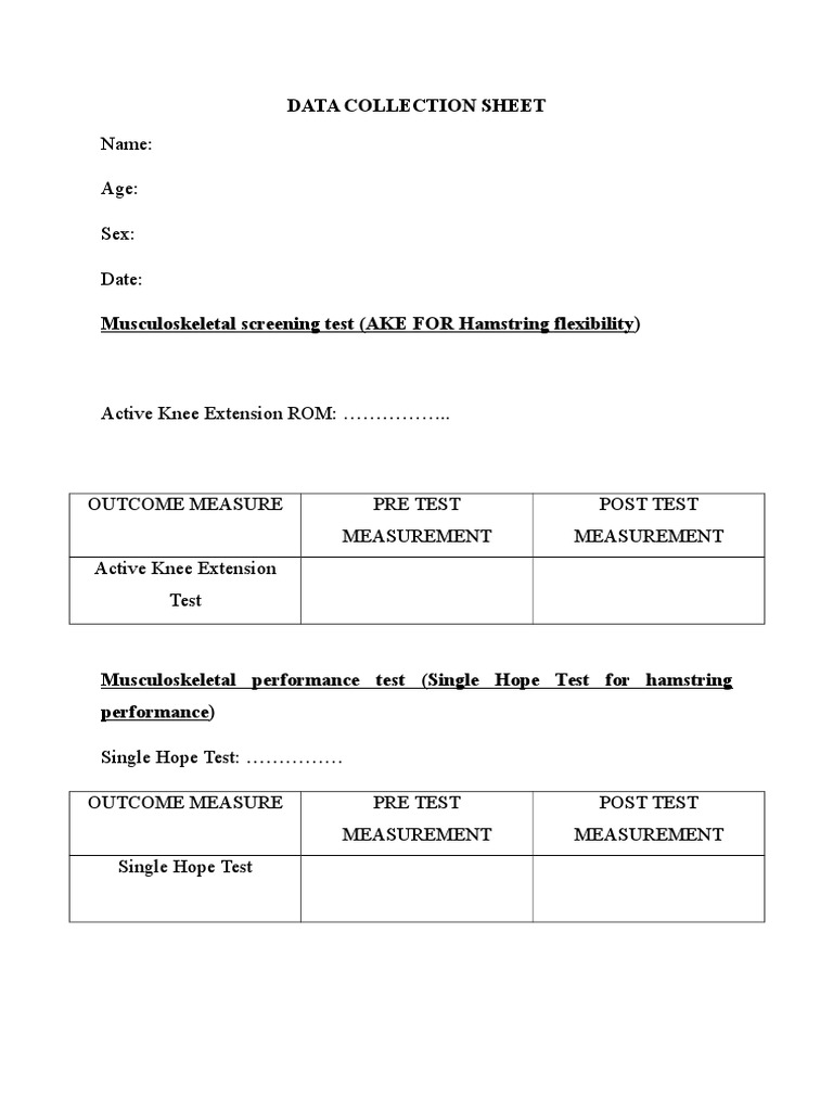 Data Collection Sheet | PDF