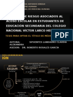 Factores de Riesgo Asociados Al Acoso Escolar en Estudiantes de Educación Secundaria Del Colegio Nacional Víctor Larco Herrera