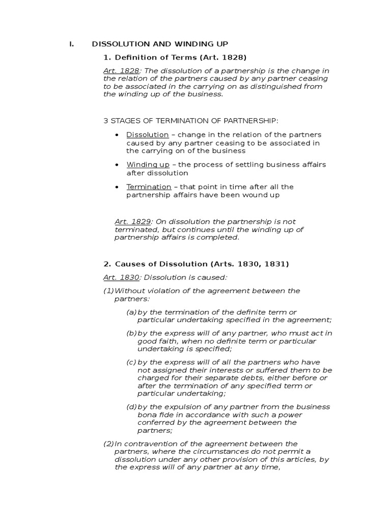 Partnership Dissolution Guide | PDF | Liquidation | United Kingdom ...