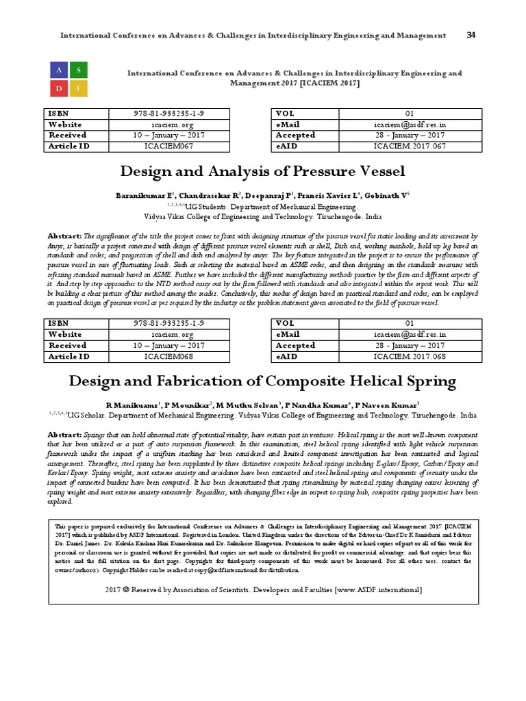 Design and Analysis of Pressure Vessel | PDF | Engineering | Science