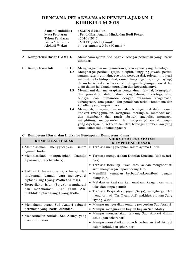 4 Rpp Contoh Sad Atatayi