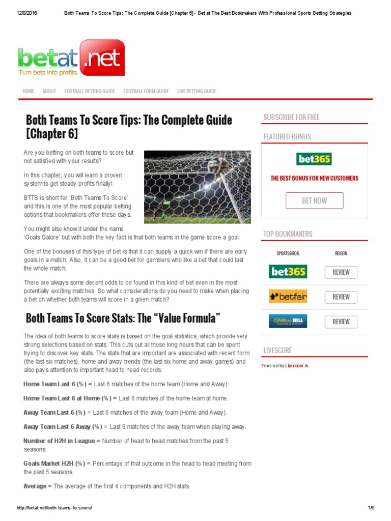 Both Teams Not To Score