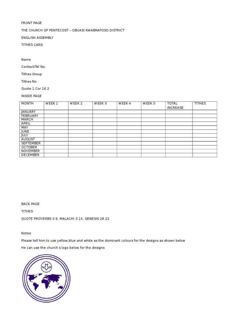 Tithes Card Design Template | PDF | Foreign Language Studies | Religion ...
